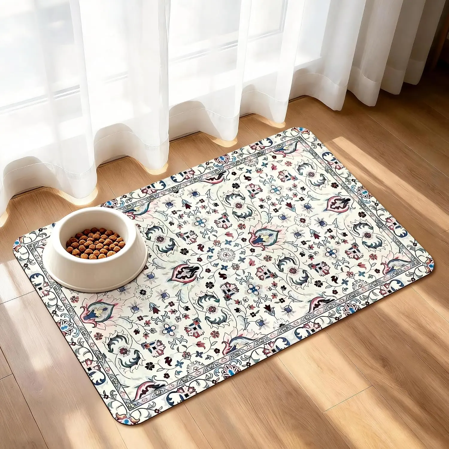 Feeding Mat, Super Absorbent  Mats for  and Water Bowl, Non Slip  Placemat for Floors, No Stains Quick Dry Dispenser Mat for  and  (Green, 20"x12")