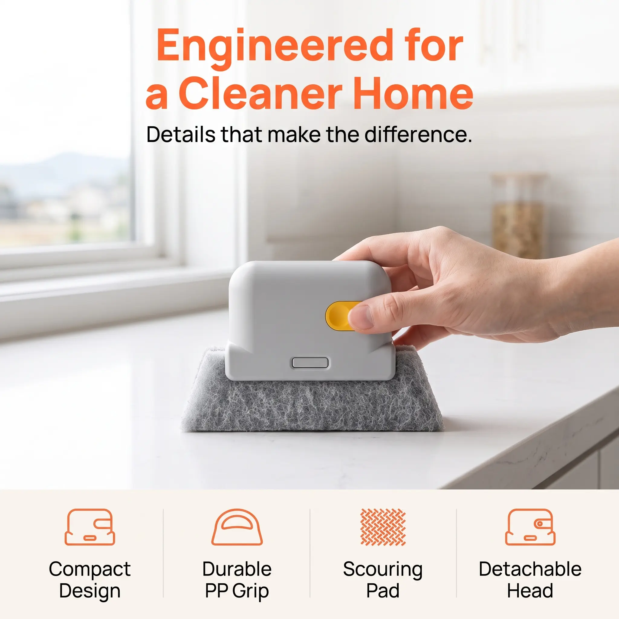 Window Track Cleaner Kit , 2-in-1 Cleaning Tool with Built-in Scraper, Deep Gap Brush for Window Tracks, Sliding Doors & Home Cleaning-YY2