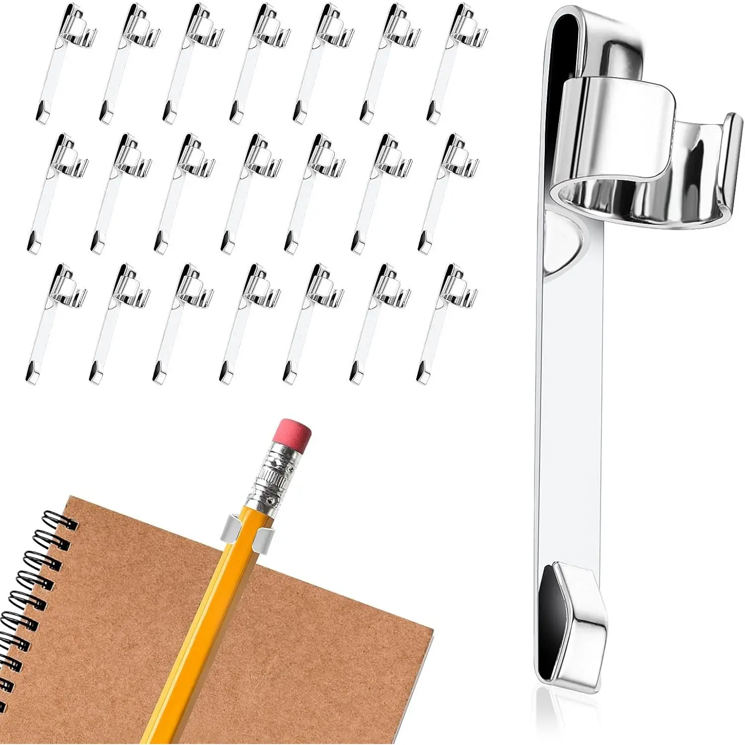 20 count Metal Pen Clips Snap in Pencil Clips for Shirt Pocket, Portable Pen Holder Clips Slide  Pencil Holder for Clipboard, Notebook School Classroom Students, Office,