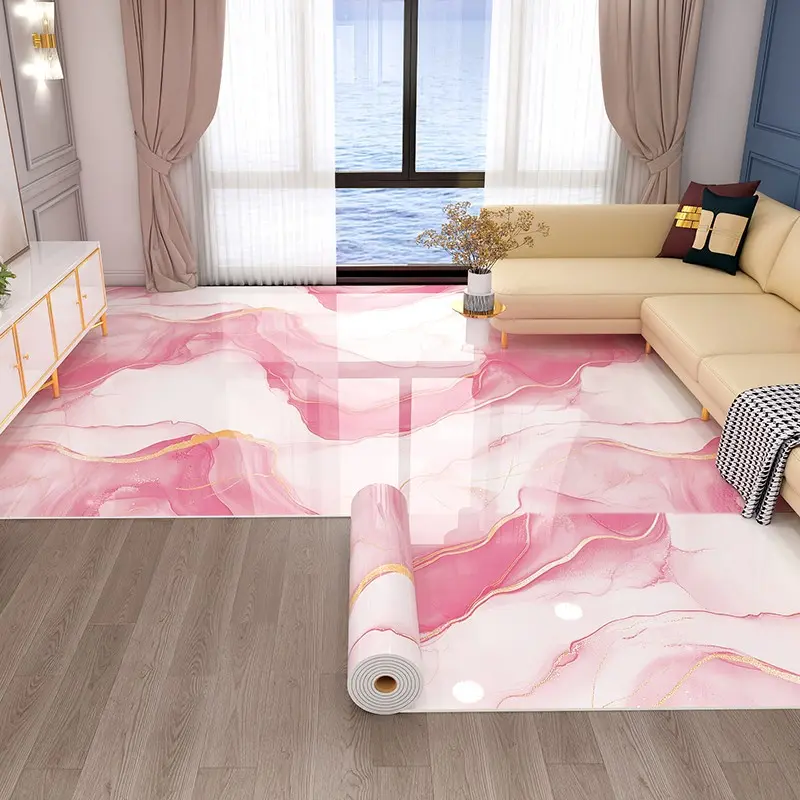 1 roll, 40cm*300cm(15.75in*118.11in), pink floor sticker, thick marble pattern vinyl wallpaper, about 12.92 Sq.ft, peel and stick wallpaper for easy installation, Suitable for decorating living room and bedroom floor.