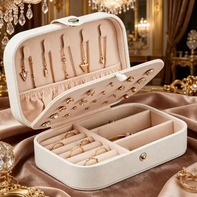 Small Palm Size Trinket Trade Box Lightweight Double Layer Jewelry Storage Box for Women Daily Accessories