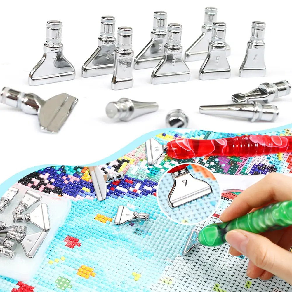 Diamond Painting Pen Tips Metal Replacement Heads Set, Drill Applicator Nibs 1-10 Multi-Placer Corrector Tool, Trending DIY Diamond Art Craft Accessories Kit, Rustproof Durable Nibs with Storage Box for Craft Lovers Home Crafting, DIY Crafts Tools