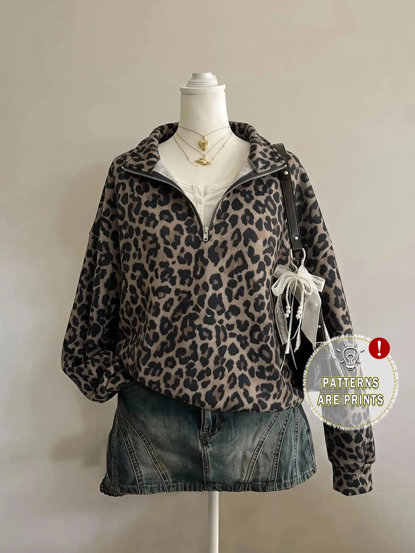 Women's Leopard Print Hoodie, Y2K Retro Style, Casual Fitted Jumper, Fall Streetwear, Daily Wear, Vacation