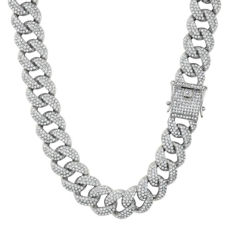 Big Dog Pet Collar Thick Heavy 18mm 18" 20" 24" Iced Cubic Zirconia Gold / Silver Plated Cuban Chain Necklace High Quality Polished.