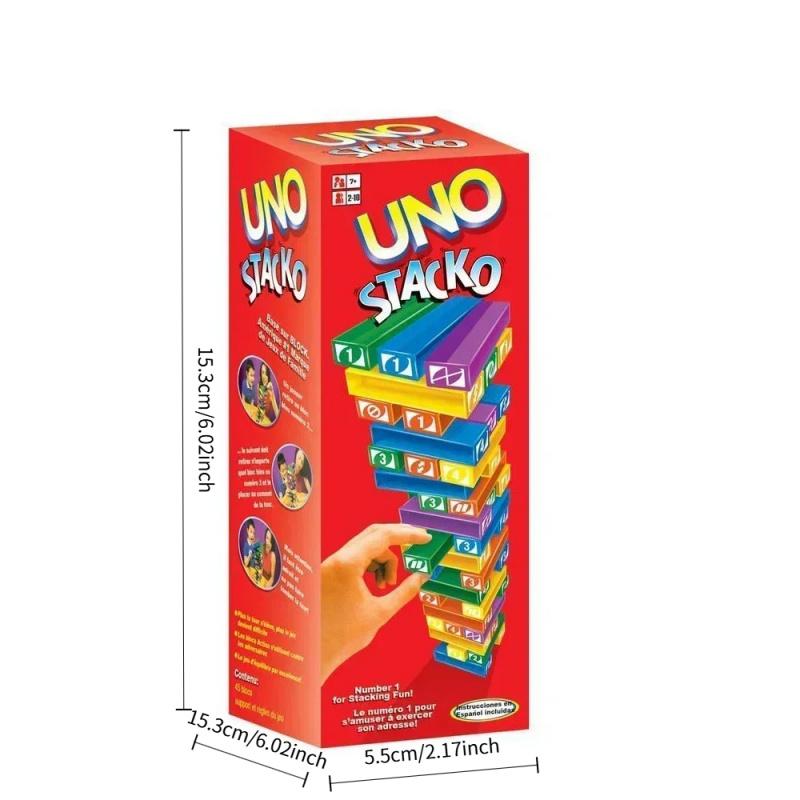 Stacko UNO Card Board Games Family Entertainment Poker Party Early Education Puzzle Stackoed Toy Playing Cards Birthday Party Surprise Gift