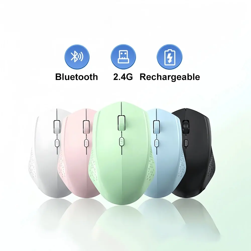 Dual-Mode Bluetooth Mouse 2.4G Wireless Mouse Silent Mouse Rechargeable Gaming Mouse Mice For PC Laptop Windows MacOS