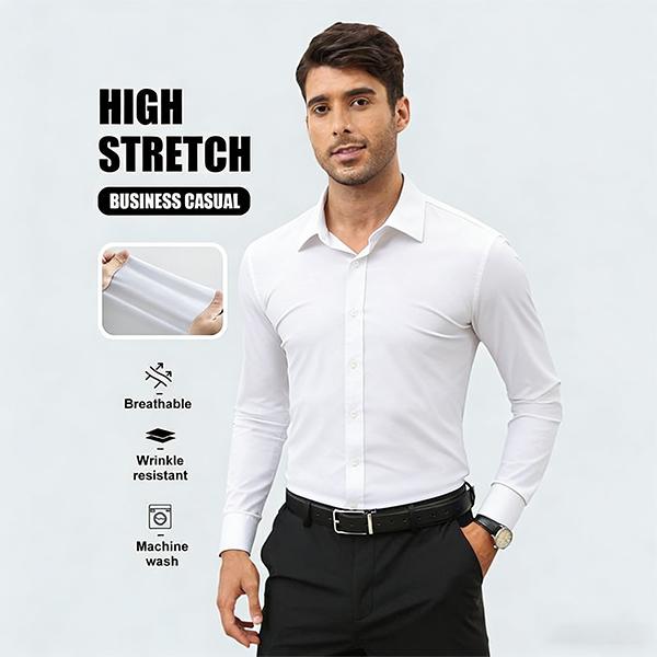 Dress Shirts 16-Way Stretch Slim Fit Long Sleeve Button Down Business Casual Shirts Wrinkle Free Traveler Shirts Top Menswear