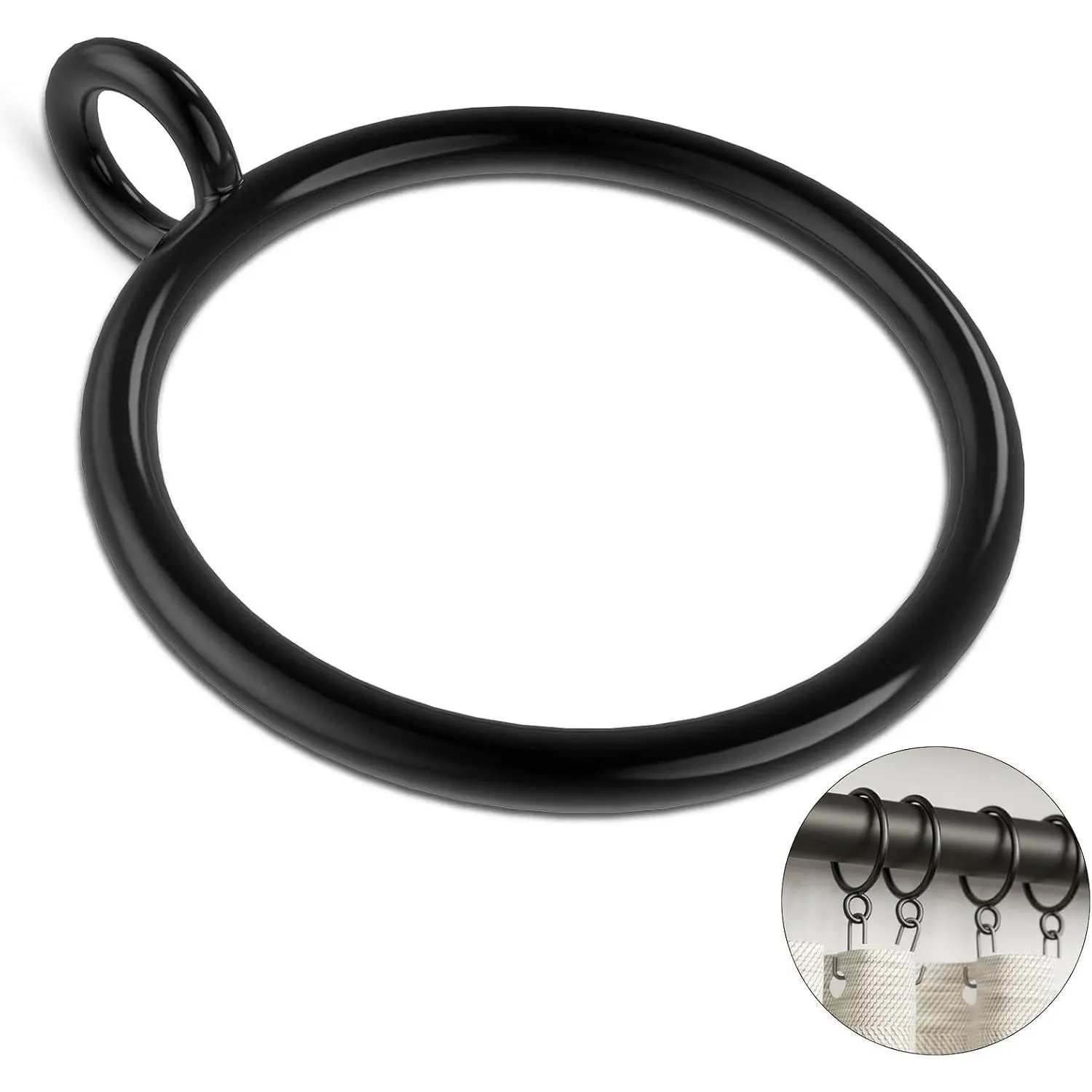 50 Pack Metal Curtain Rings with Eyelets, 1.5 Inch Inner Diameter Drapery Rings for Curtain Rods up to 1 1/4 InchGift