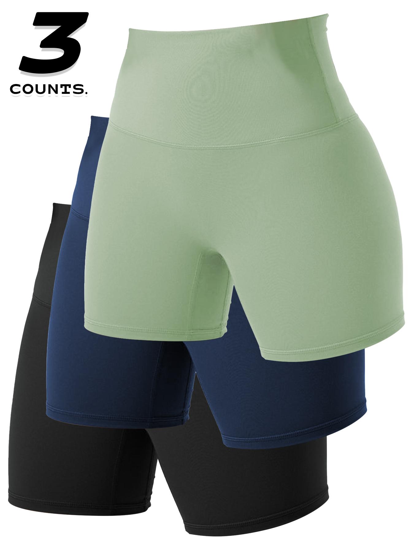 Women's Solid High Waist Gym Shorts, Athletic Yoga Shorts, Casual Comfy Breathable Skinny Shorts for Yoga Gym Workout Running, Ladies Sportswear for All Seasons, Summer Sports Shorts