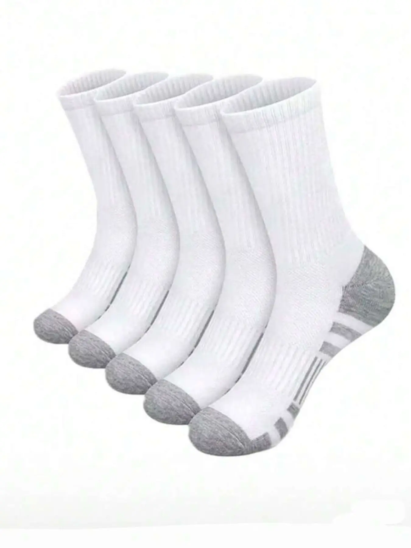 5/12 Double Pack Men's All-Season Comfortable Versatile Solid Black White Gray Sports Socks, American Sweat-Absorbing Breathable Basketball Socks, Suitable for Outdoor Sports, Fitness, and Hiking