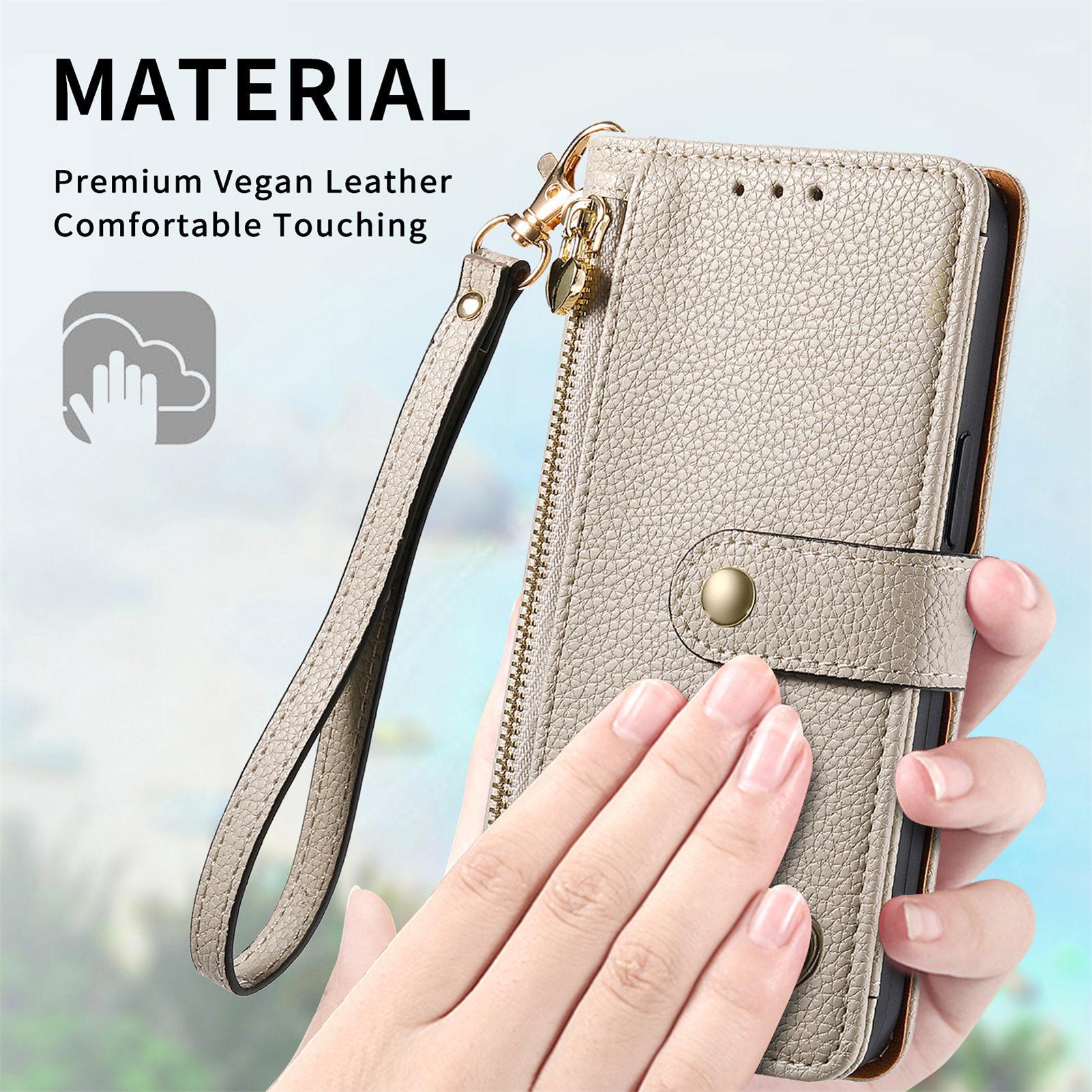 Lychee Texture Zipper Wallet Case with Detachable Strap| [Color] For phone  11 12 13 14 15 16 17