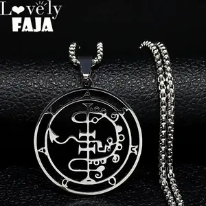 Fashion Sigeal Sigil De Lucifer Stainless Steel Satan Necklace Asmoday Lazer Key Baphomet Stamp Chain Necklaces Jewelry N7118S03