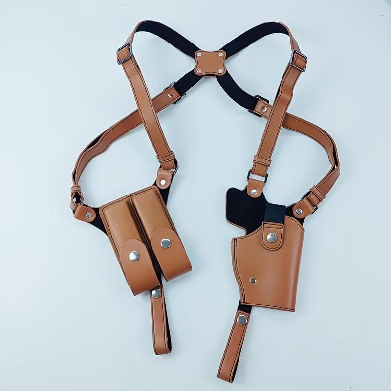 Universal Vertical Shoulder Strap Gun Holster, Suitable for Concealed Carry, with Dual Magazine Pockets - Fits Most Handguns