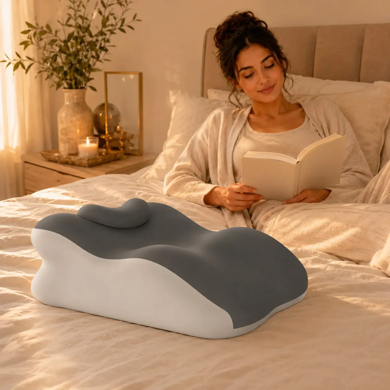 Arc-Shaped Hollow Back Cushion, Ergonomic Design for Long Hours, Back Pain Relief, Lumbar Support, Posture Enhancement, Fits Single and Dual Desks, Soft Padding for Comfort, Xaxz-33