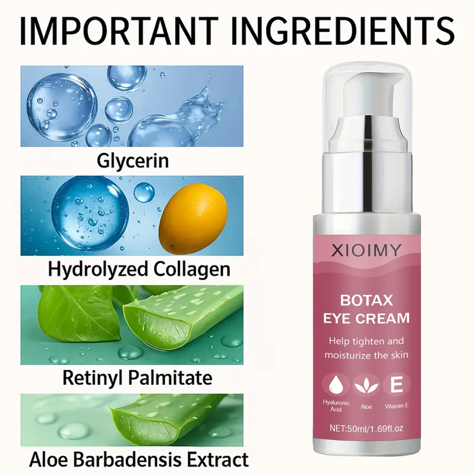Botax Intense Hydrating Firming Eye Cream 50ML, Infused with Hyaluronic Acid & Aloe Vera, Vitamin E, Moisturizing & Brightening, All Skin Types, Balm