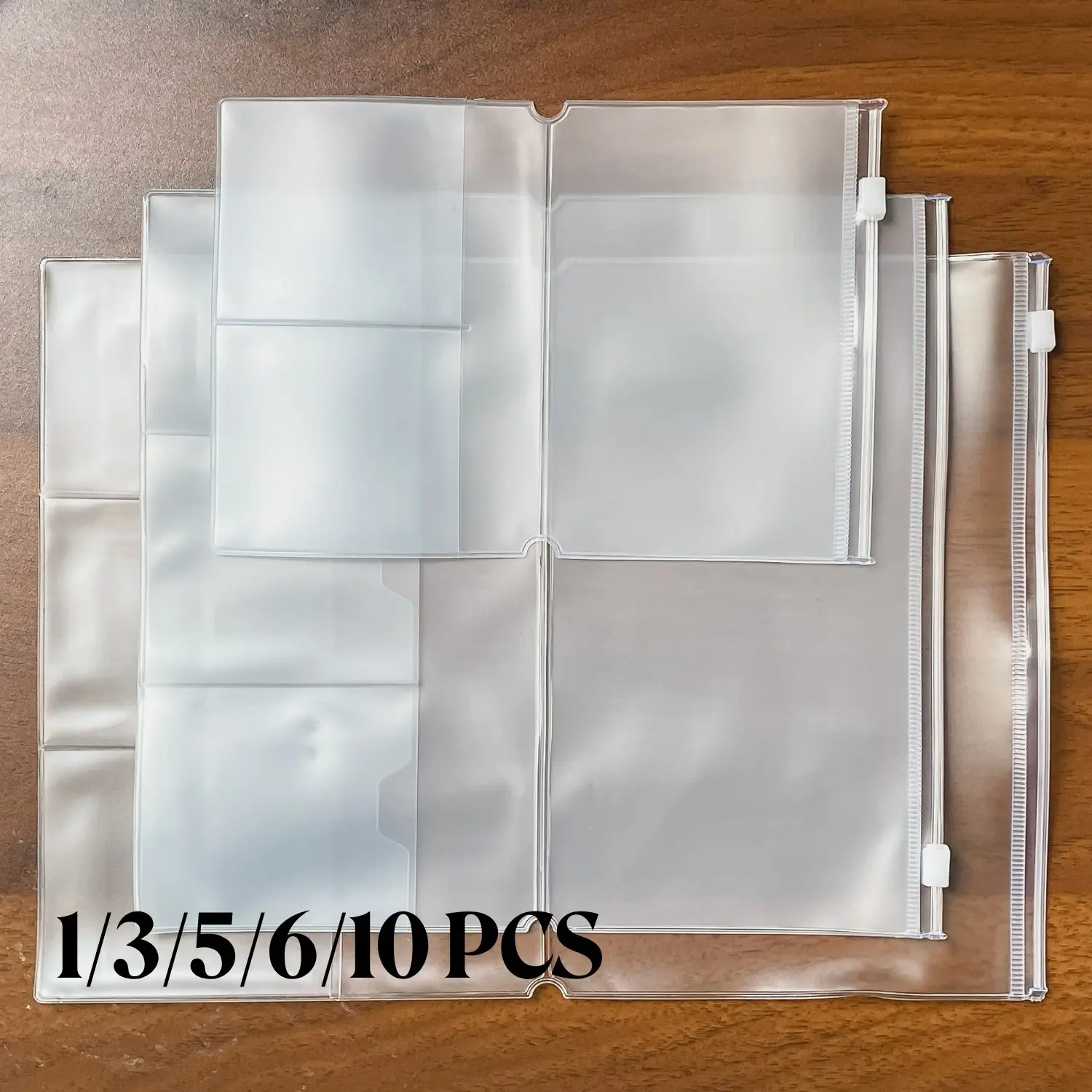 Traveler'S Notebook Zipper Folder Bag | Plastic Storage Pouch with Card Holder, Zipper Pouches, Plastic Organizer Pouches, Suitable for TN Notebooks/Journals/Scrapbooks/Notebooks | Accessories for Standard/Passport/A5 Size Notebooks