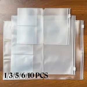 Traveler'S Notebook Zipper Folder Bag | Plastic Storage Pouch with Card Holder, Resealable Zipper Pouch, Suitable for TN Notebooks/Journals/Scrapbooks/Notebooks | Accessories for Standard/Passport/A5 Size Notebooks