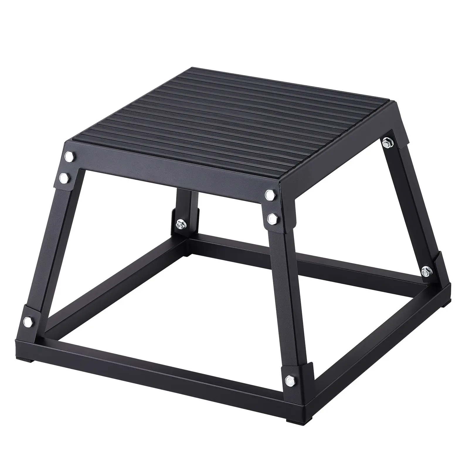 【toolupgrade】VEVOR 12-Inch Fixed Height Steel Frame Plyometrics Fitness Exercise Step-Up Box, Anti-Slip for Home Gym Training, Agility Boost, Black