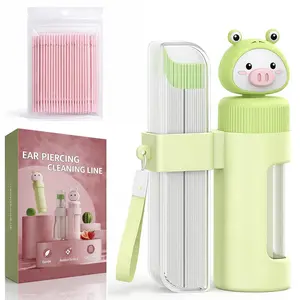 240Pcs Disposable Ear Hole Cleaner Kit with 50Pcs Cotton Swabs, Ear Piercing Cleaning Floss for New Piercings Aftercare Post Exercise Hygiene Maintenance