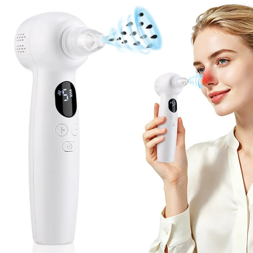 Hot Compress BlackheadS Cleaning Device, 5-Level Suction, 3-Heat Settings, Nose Skin Cleansing Tool, Blackhead Extractor Tool