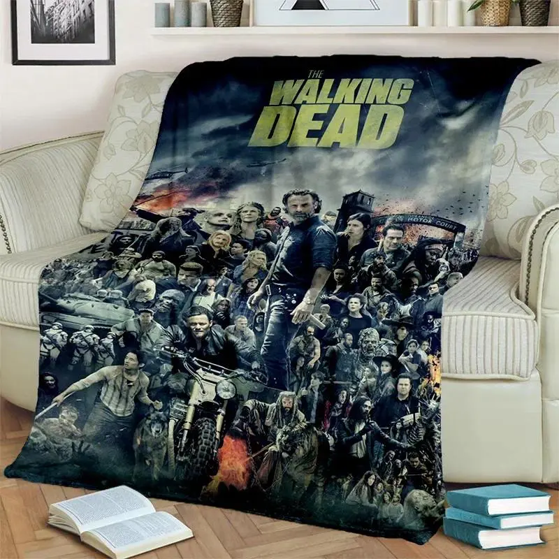 The Walking Dead Horror Flannel Throw Blanket - Microfiber Poly, 40 x 30 in/50 x 40 in Sizes, Wrinkle-Resistant, Cooling, All Seasons, Flannel Texture, Soft Cozy, for Home & Travel, Friends and Family, Bedroom Sofa Decor, TV Fans' Ideal Pick