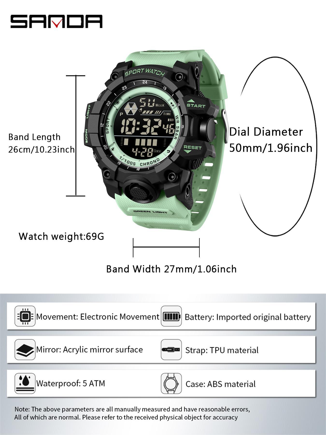 Men's Sportive Digital Watch, Fashionable Digital Watch with Luminous Dial & Alarm Mode, Modern Waterproof Watch, Water Resistant Watch with Digital Display for Men, Sporty Waterproof Watch, Sports Digital Watch, Fashionable Stylish Watch