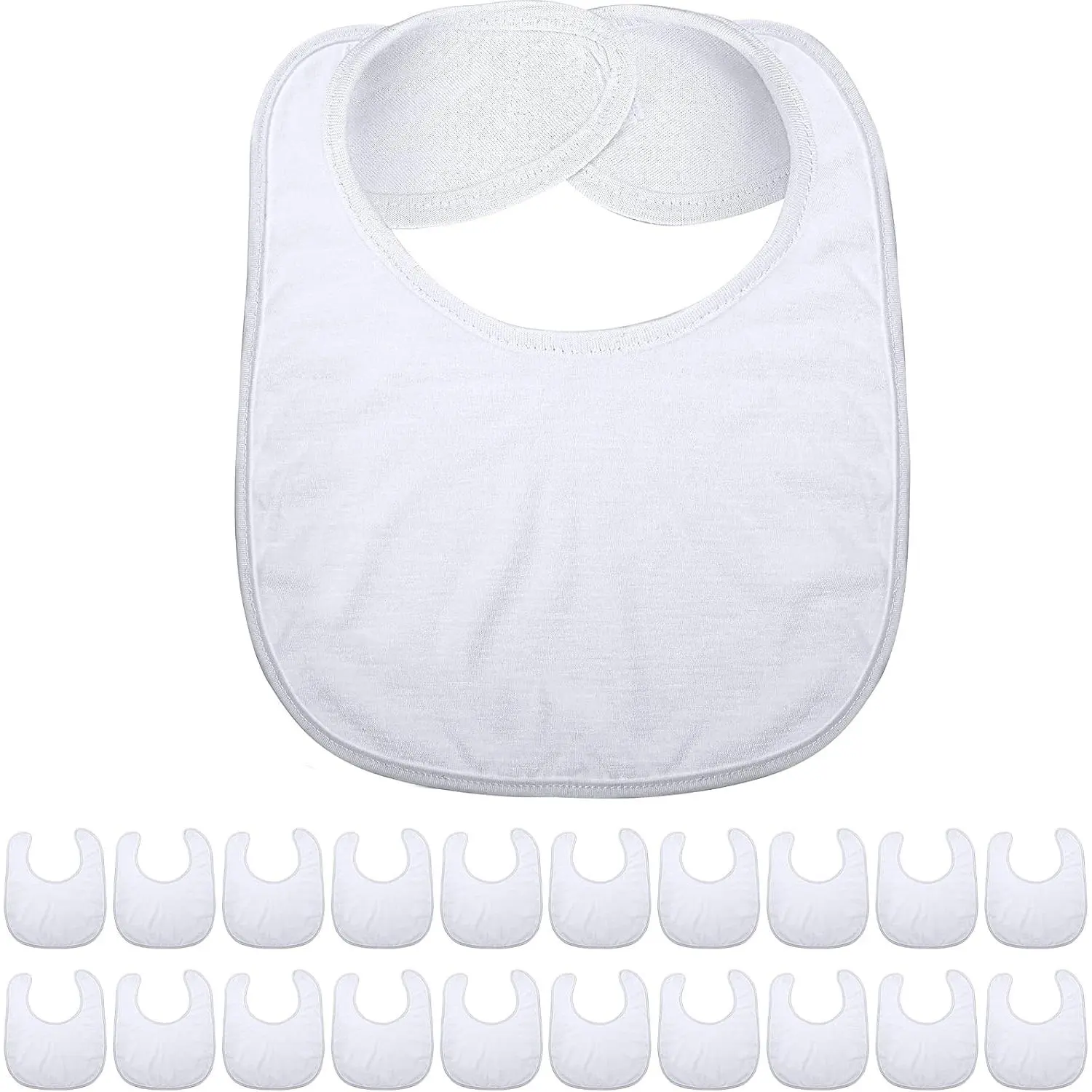 20 Pieces Sublimation Blanks White Bibs Baby Decorating Washable Reusable Fabric Bibs