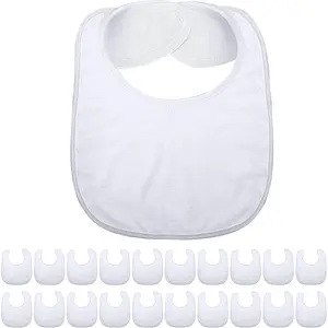 20 Pieces Sublimation Blanks White Bibs Baby Decorating Washable Reusable Fabric Bibs