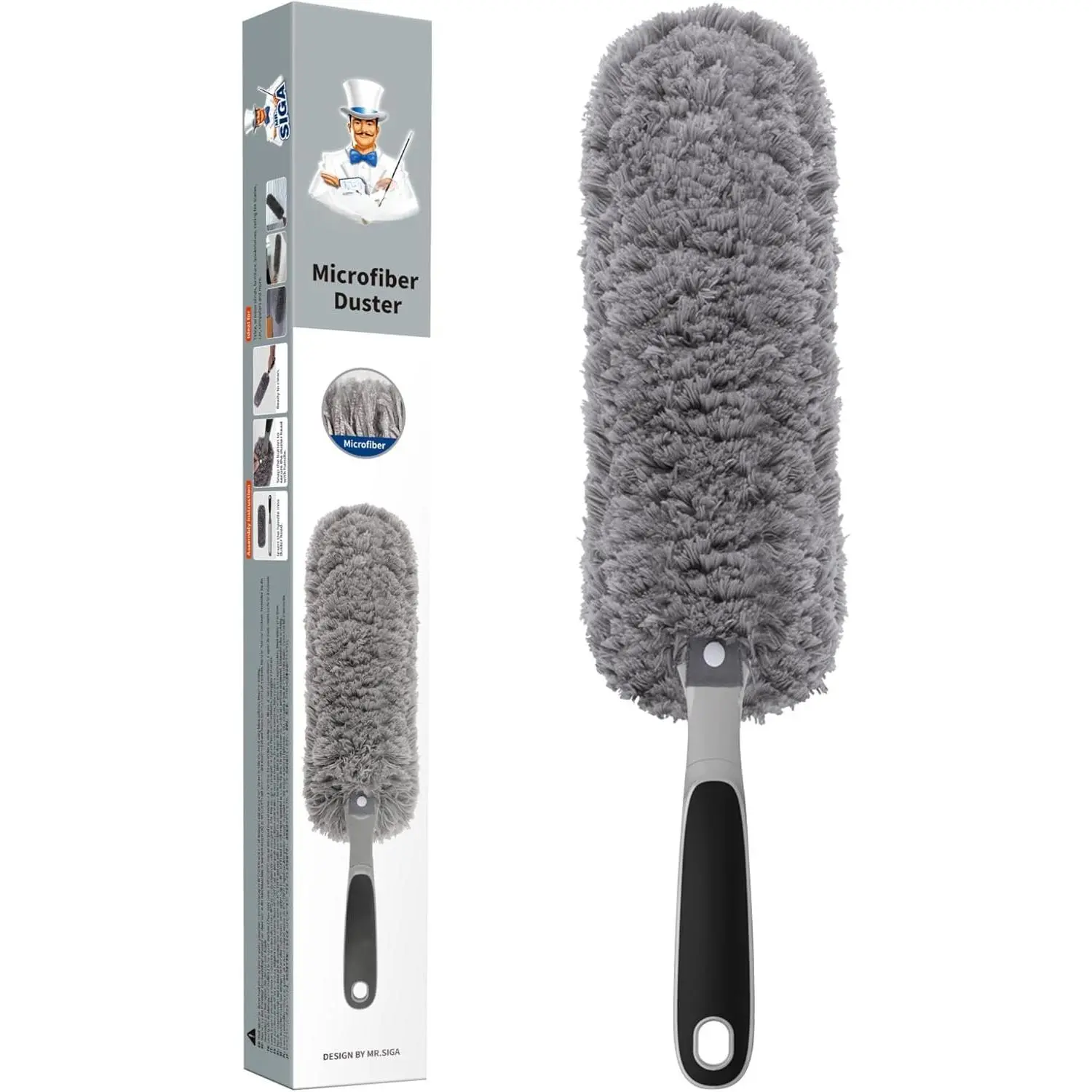 Lint Free Microfiber Duster, Washable Duster for Household Cleaning | Microfibre hand duster, machine washable  duster, dusters for cleaning, non slip handle, replaceable