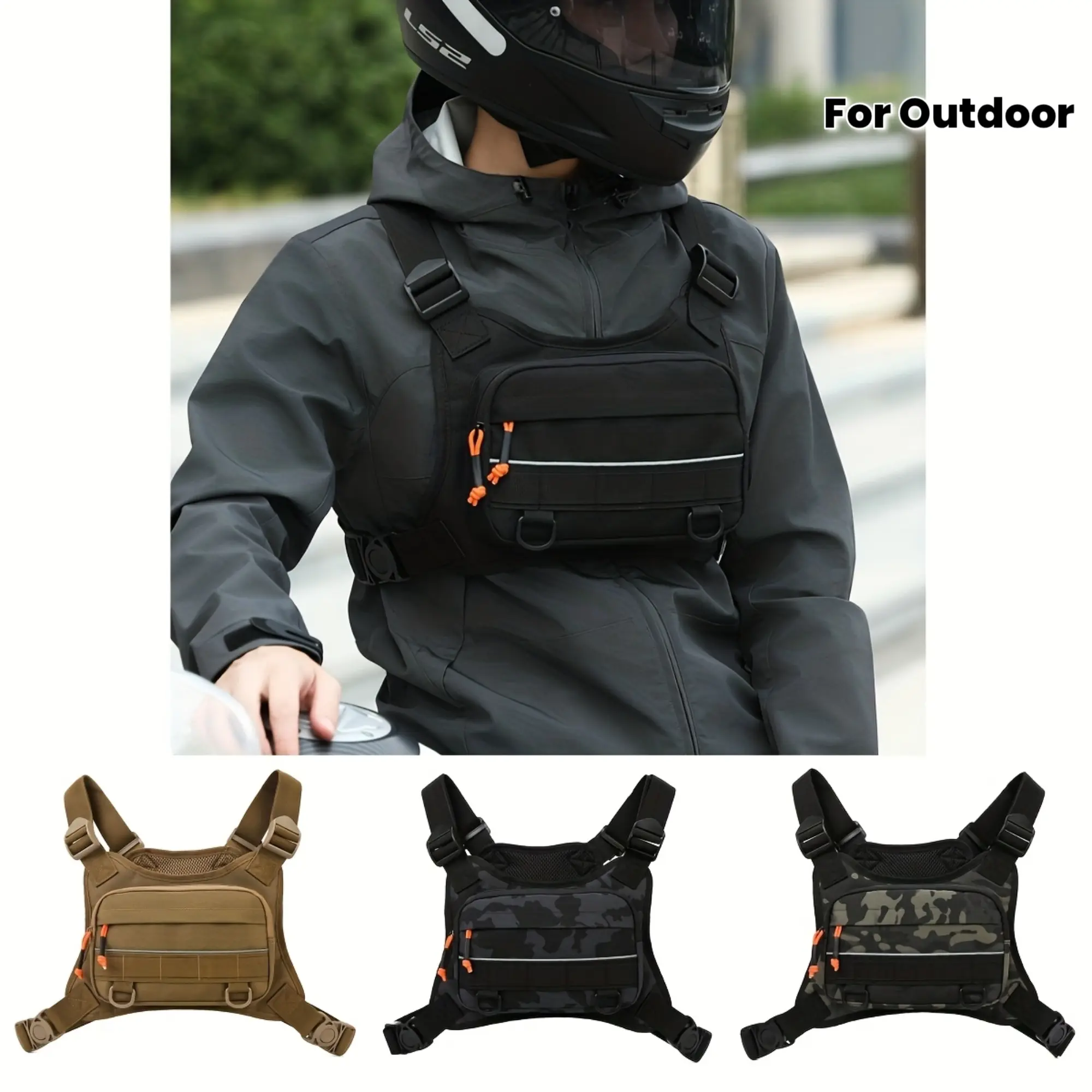 Men's Chest Bag, Motorcycle and Bicycle Cycling Bag, Outdoor Sports Training and Fitness Chest Bag, Fly Fishing and Lure Fishing Bag, Outdoor Adventure and Camping Personal Item Storage Bag, Lightweight Outdoor Bag-B
