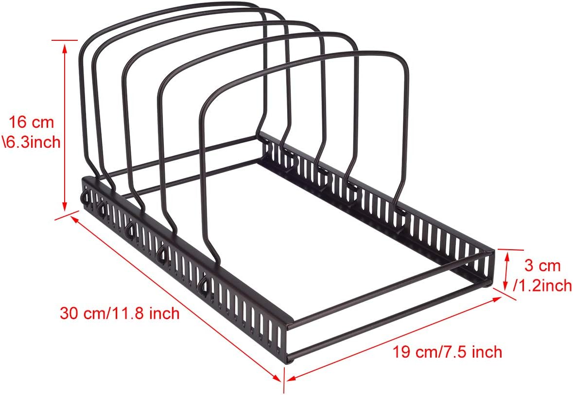 10+ Bakeware Organizer Rack for Kitchen Bakeware, Cookware, Dinnerware,  Boards, Plates, Pot and Pan  (Brown)