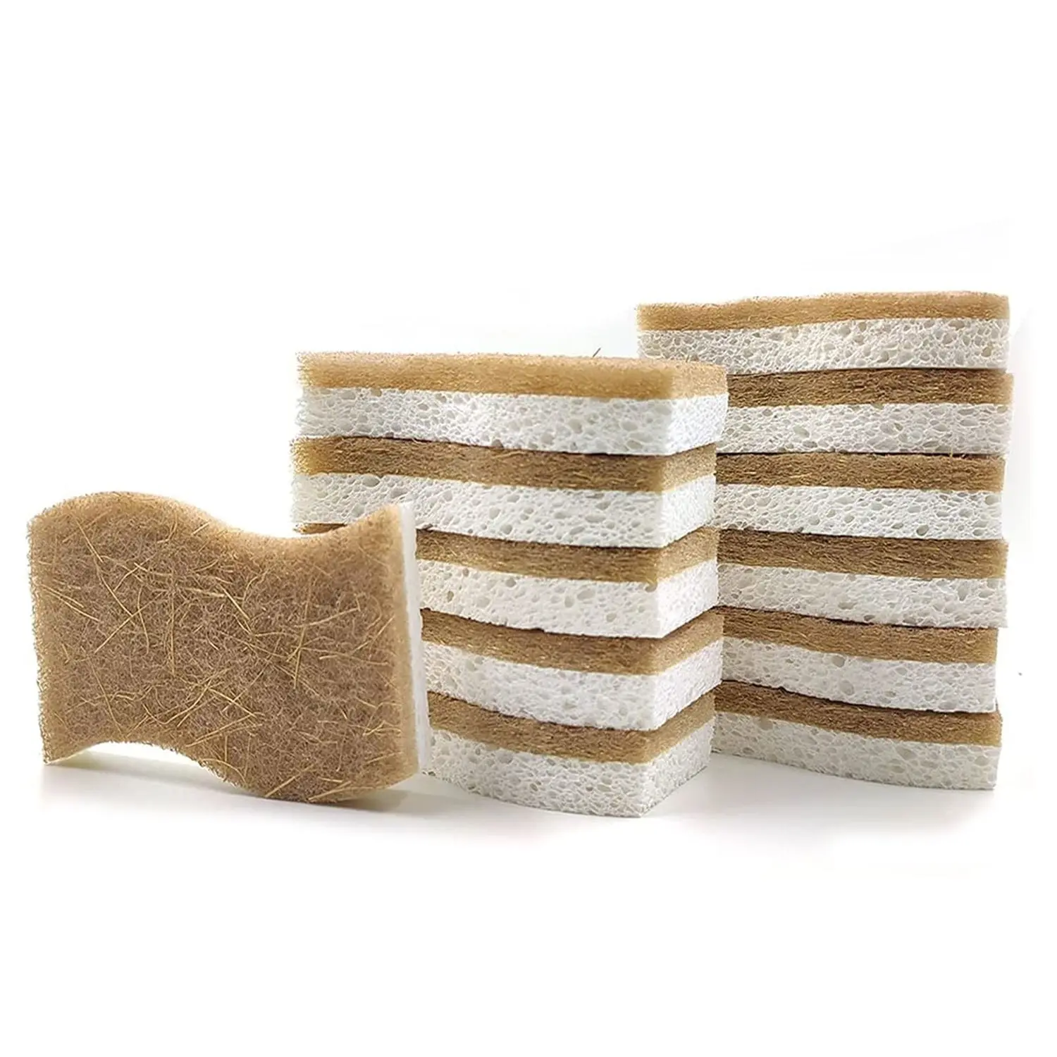 2-Pack Natural Cellulose Sponge Scrubber, Non-Damaging Dishwasher Sponge, Scratch Free Sponges, Safe for Non-Stick Pots, Ideal for Kitchen & Bathroom Cleaning