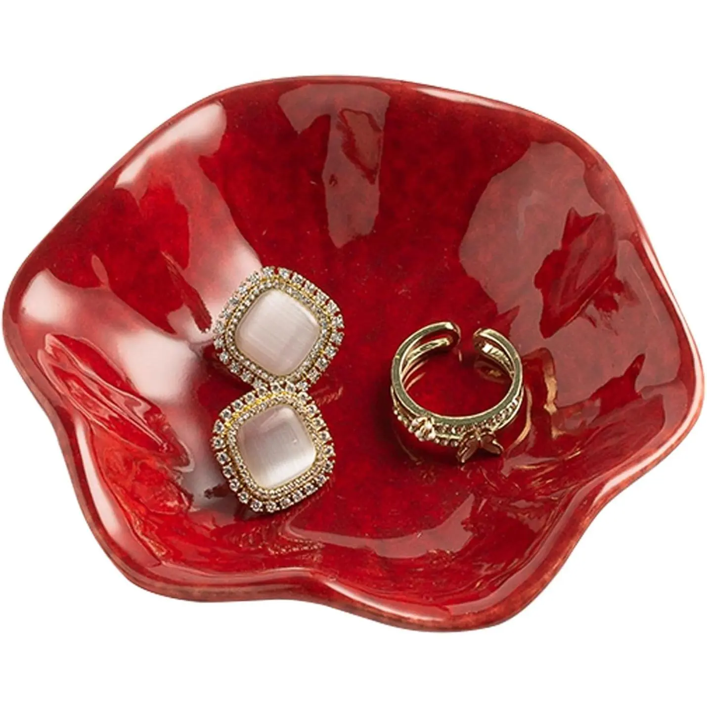 Ceramic Ring Dish,  Trinket Tray for Rings and Earrings | Keeps rings, earrings and other small  in  easy-to-find place  a nightstand,  or bathroom counter.