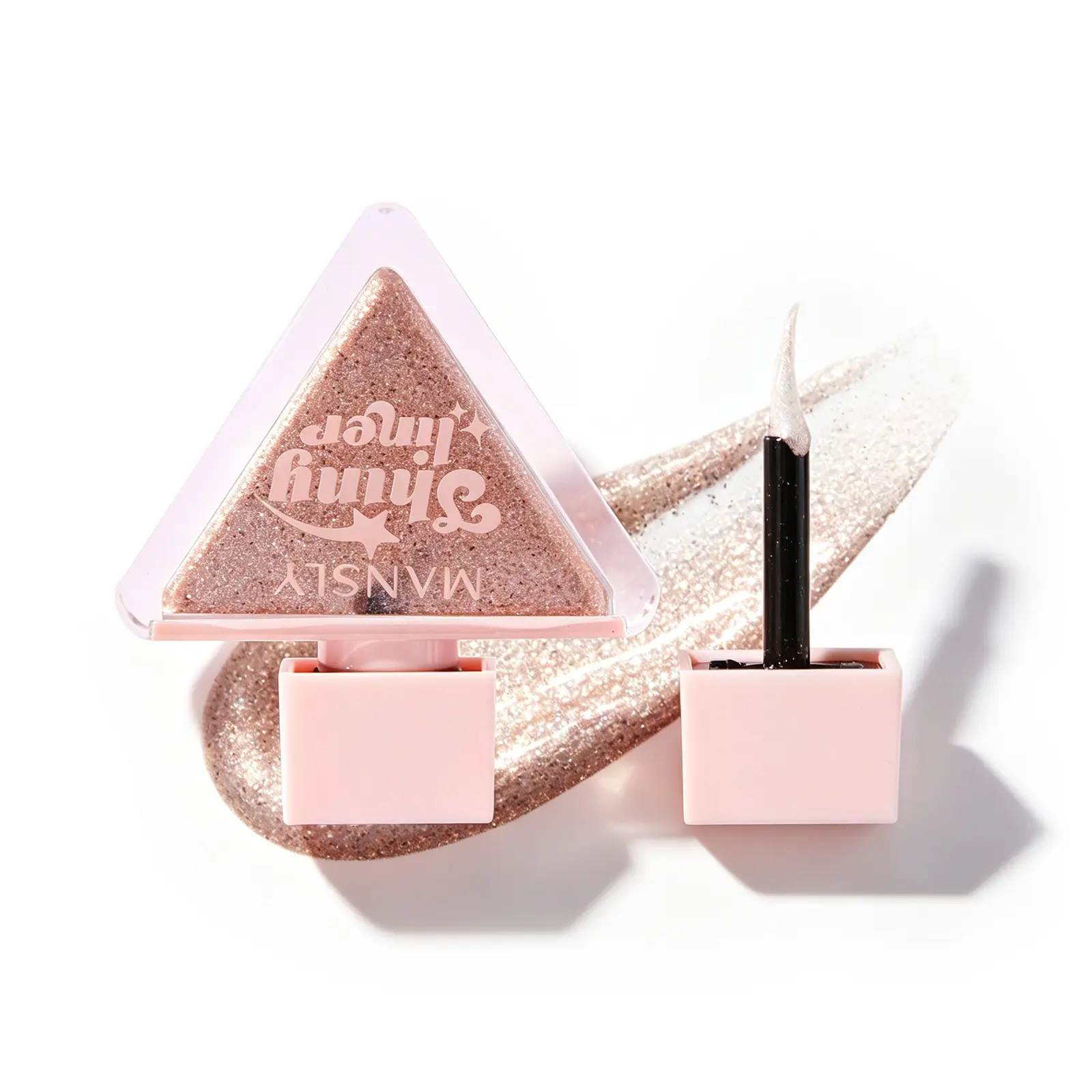 Liquid Eyeshadow Highlighter, Dual-Use Eye Liner Pen, Creative Triangular Bottle, Portable, Long-Lasting, Non-Fly Powder, Brightening Liquid