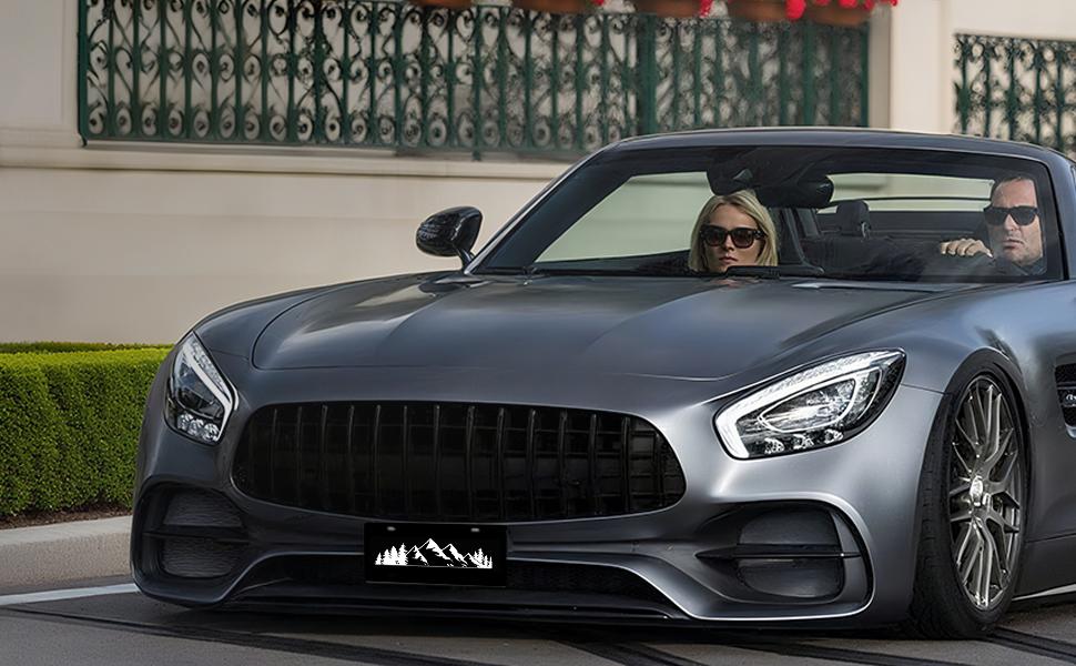 Black Mountain Topographic Front License Plate 6x12 – Peak Contour Map Vanity Tag for Car Truck SUV – Outdoor Hiking Gift with 4 Holes