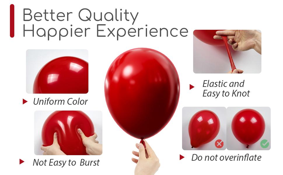 122pcs Dark Red Balloons Different Sizes, 18 12 10 5 inch Dark Red Balloon Arch Kit for Wedding Bridal Shower Birthday Party Decorations