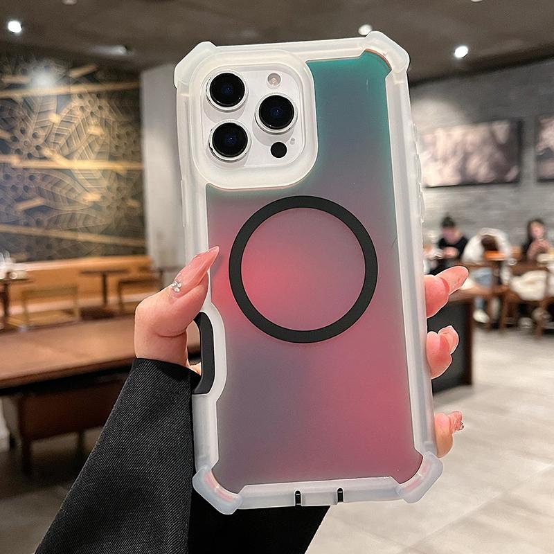 Magnetic Ice Mist Matte Color Gradient Dragon Phone Case Suitable for Apple/iPhone 17 16 15 14Plus 13Pro 12pro 11Pro Max Supports Wireless Charging Colorful Laser Four Corner Shockproof Male and Female Protective Cases Holiday Gifts