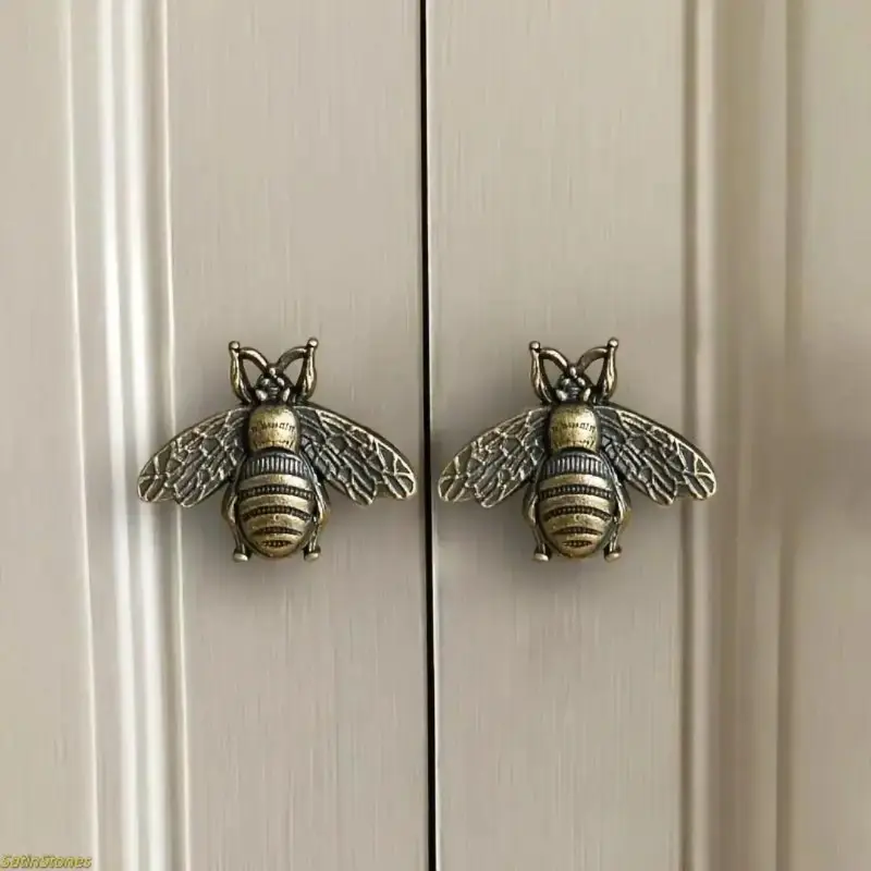 6 PCS Vintage Bee Honeycomb Cabinet Knobs Zinc Alloy Striped Drawer Pulls Retro Kitchen Furniture Hardware Decor