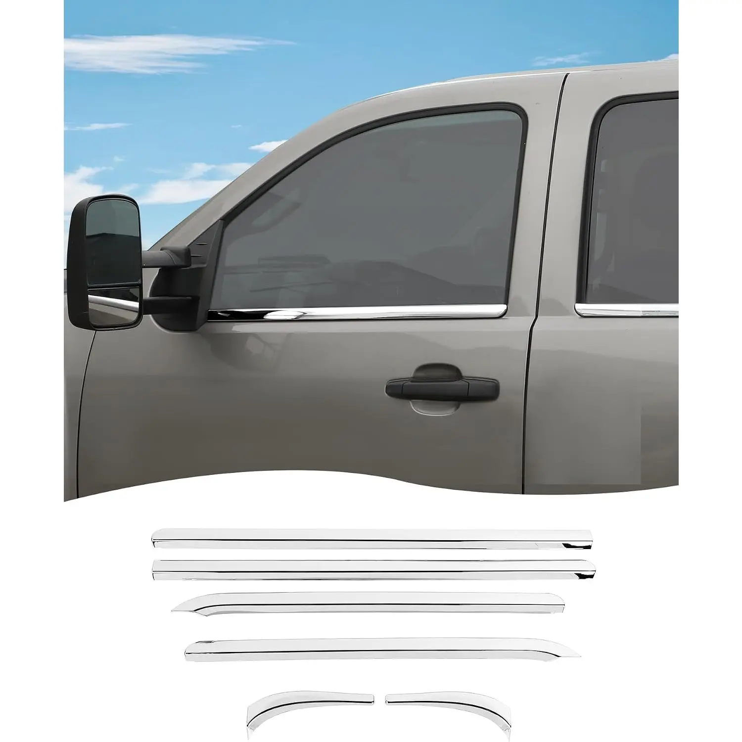 Hoolcar Window Sills Trim Strip Cover Window Molding Trim Cover for Chevy Avalanche/Suburban/Tahoe/Silverado 2007-2013,for GMC Yukon/Sierra 2007-2013 Decoration Exterior Accessories, Chrome