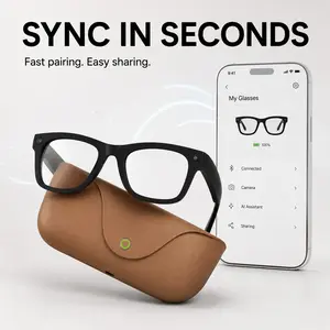 HD Video Recording Smart Glasses, Ai Translator, Wireless Eyewear, Bluetooth-compatible Call Music, Touch Control, Charging Case Included