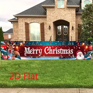 2D Flat Merry Christmas Banner, Durable Polyester No Electricity Needed, Perfect for Indoor Outdoor Festive Garden Party Decoration