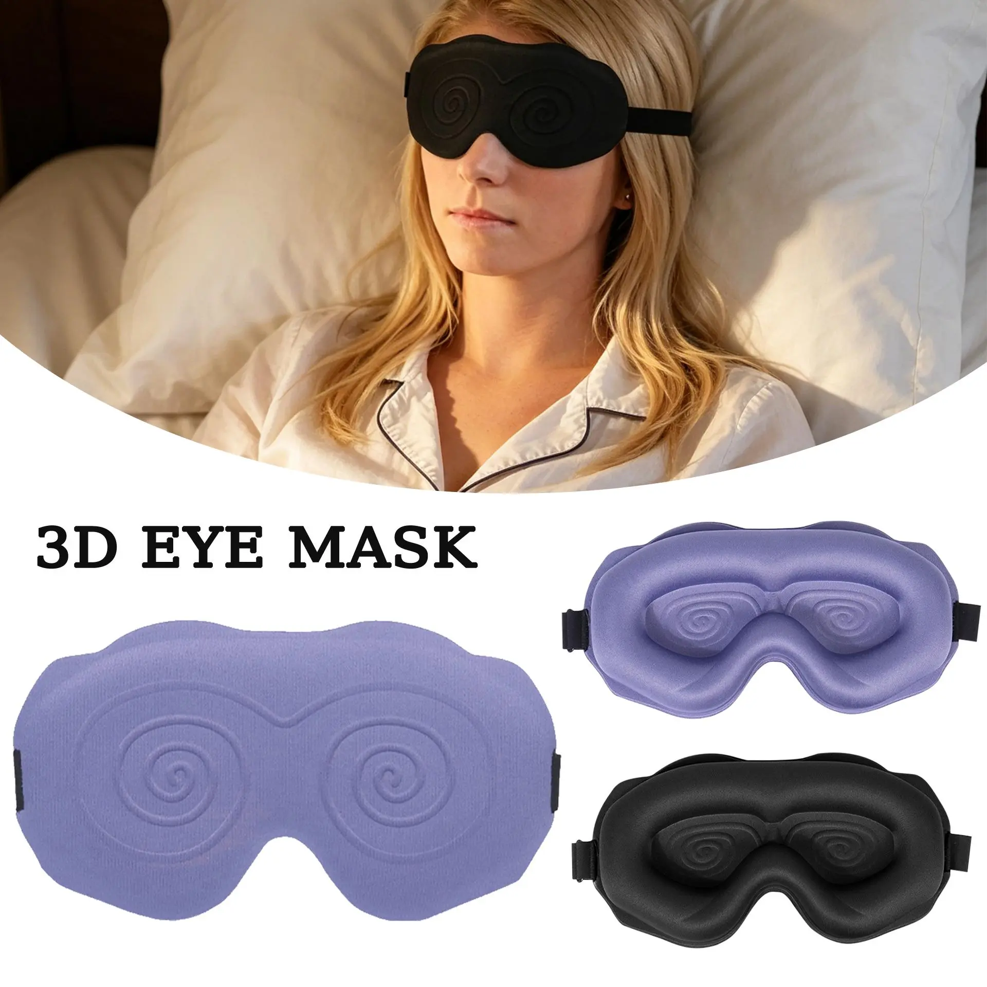 3D Full Blackout Eye Mask, No-Pressure Soft Breathable Foam, Lash Extension Friendly Design - Sports & Outdoor Face Cover Accessory, Ideal for Side Sleepers, Long Flights backtoschool