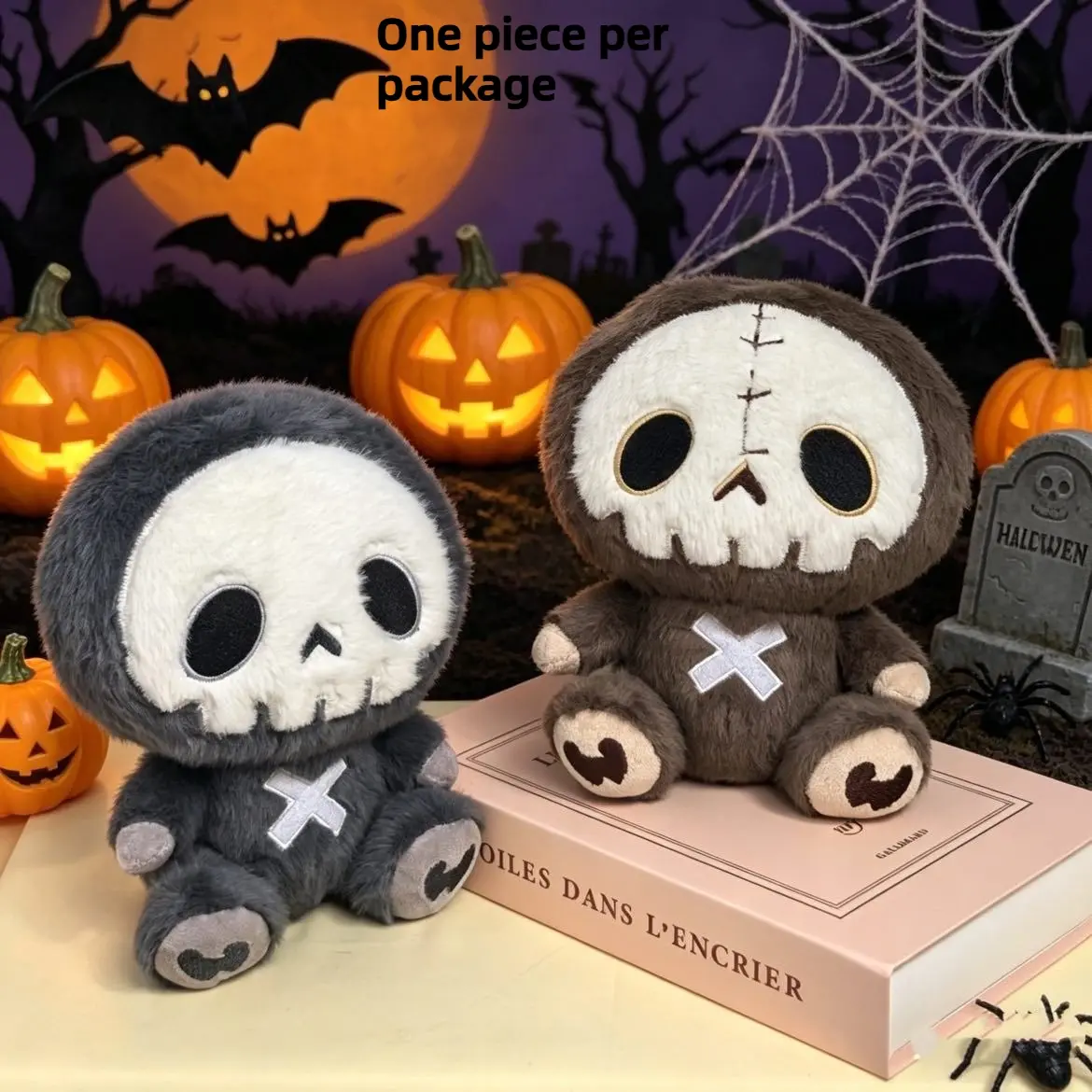 Halloween Skeleton Sloth Plush Toy Pillow, Soft Huggable Funny Spooky Cute Sloth Stuffed Doll for Sofa Bedroom Desk Decor, Birthday Halloween Christmas Holiday Gift