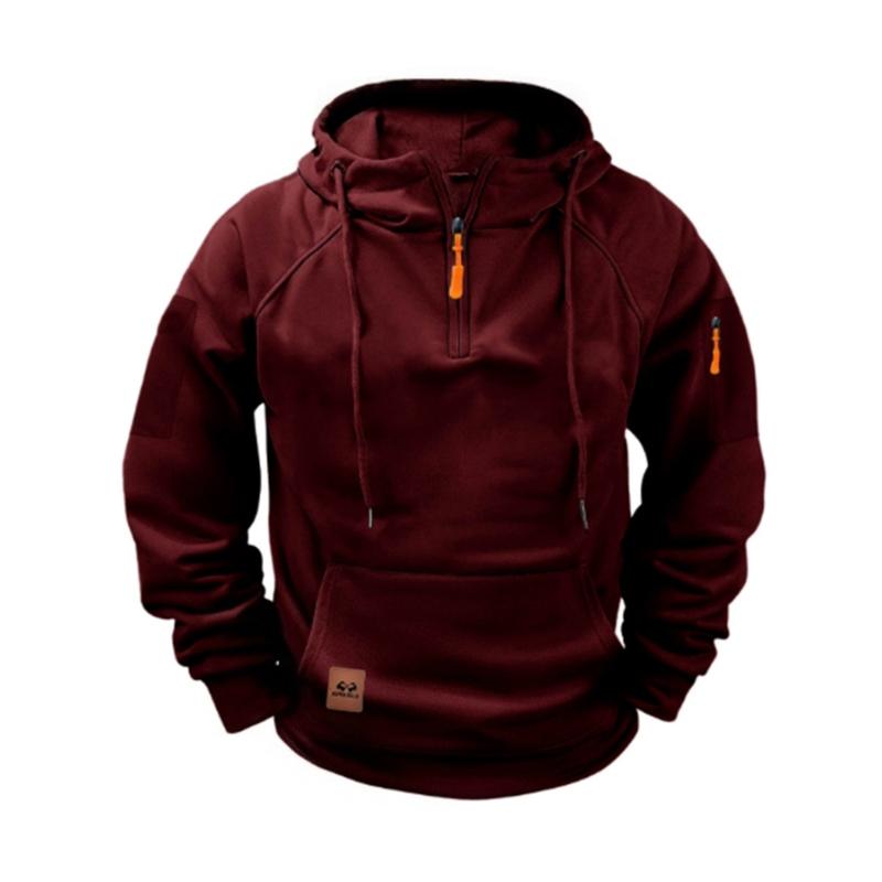 Men's Half-Zip Pullover Hoodie - Soft Cotton-Blend Fleece, Kangaroo Pocket, Drawstring Hood, Relaxed Fit, Reinforced Stitching SpringStatements