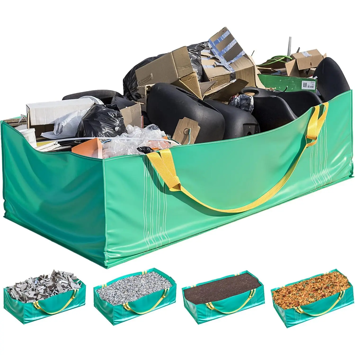 Dumpster Bag for Waste Management Hold up to 3,500 lbs, Heavy Duty, Reusable & Foldable Yard Waste Container for Home Renovation & Yard Cleanup, Debris, Landscaping, Roofing Shingles