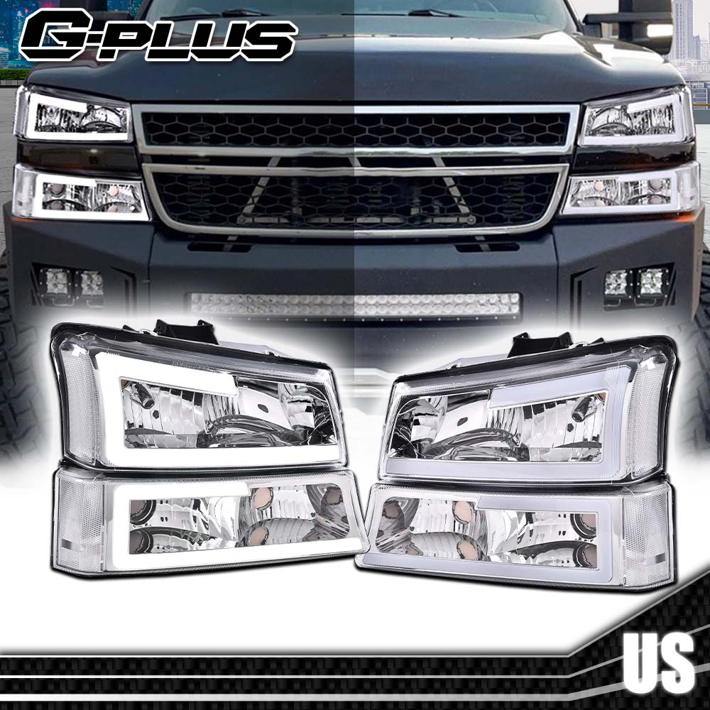 Fit For 03-07 Chevy Silverado Avalanche LED DRL Headlight Lamps Fit For 03-07 Chevy Silverado Avalanche,Headlights for Driver and Passenger Side