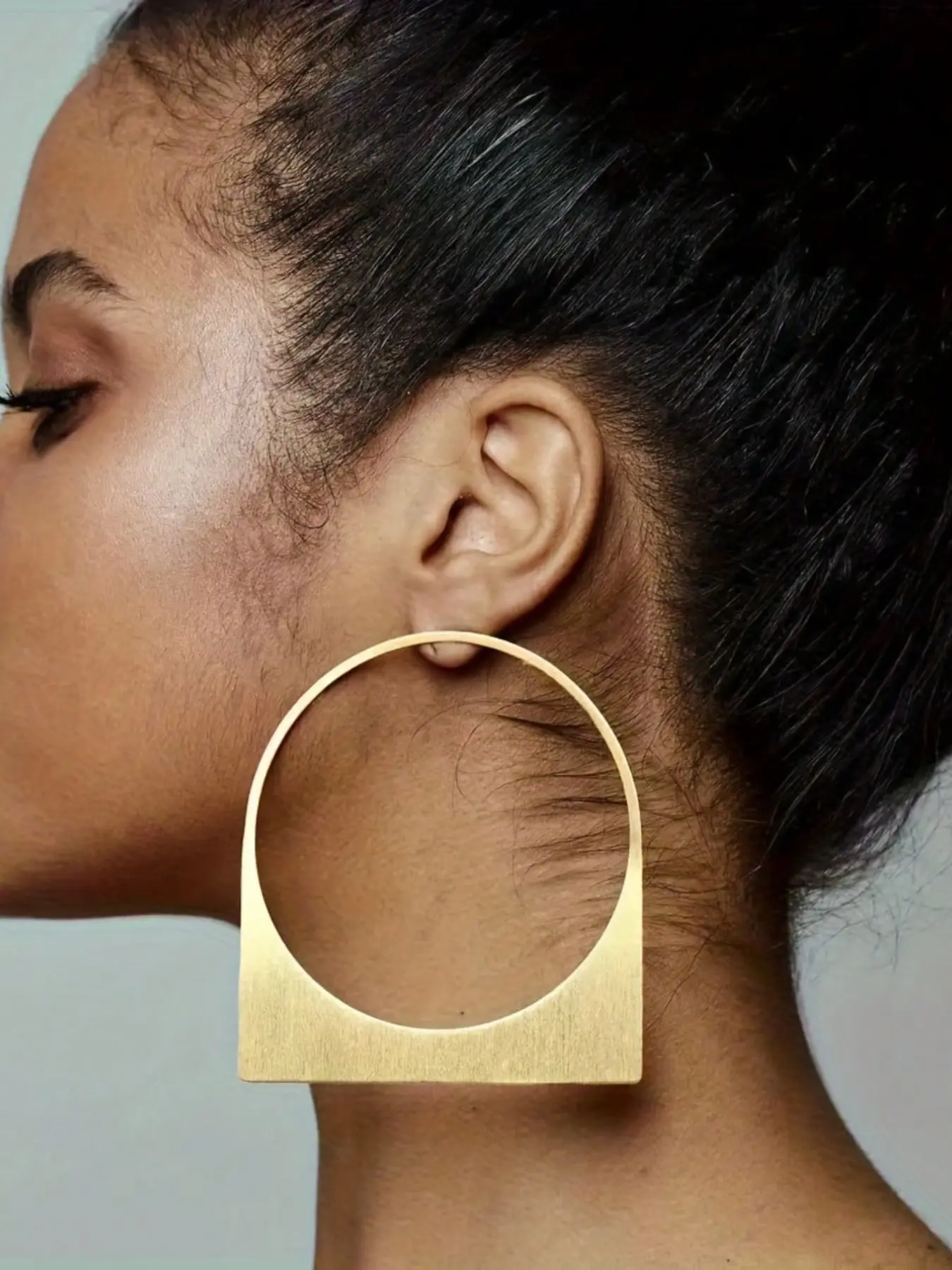 1pair African Large Geometric Square Hoop Earring Minimalist Middle East Dubai Gold Color Earrings For Women Handmade Wedding Jewelry Birthday Gift, Party Festival Earrings, Trendy Jewelry