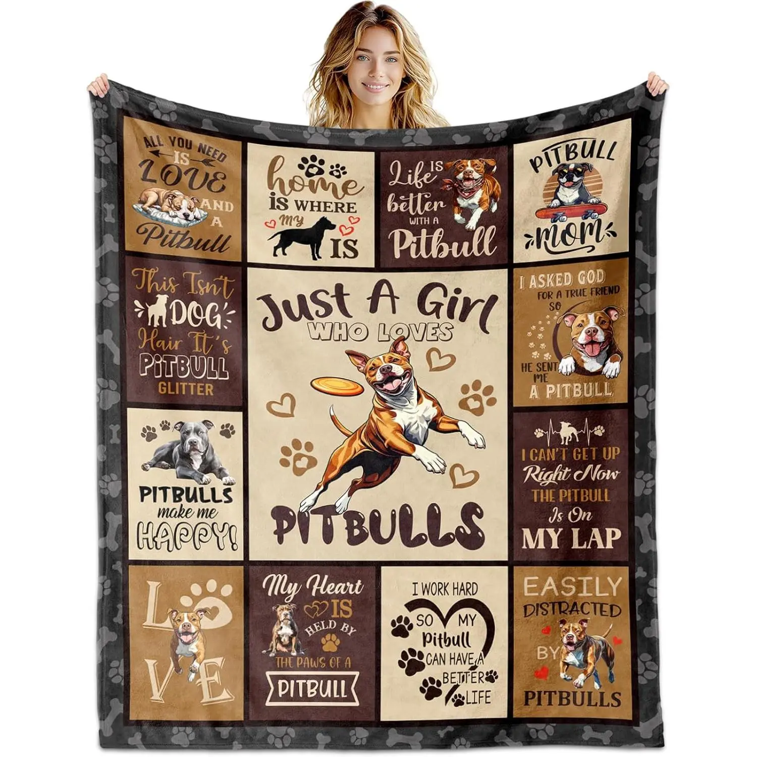 Pitbull Gifts for Women, Pitbull Mom Gifts Throw Blankets 60''x50'', Gift for Pitbulls Dog Owners Lovers Woman Decorations Christmas Mothers Day