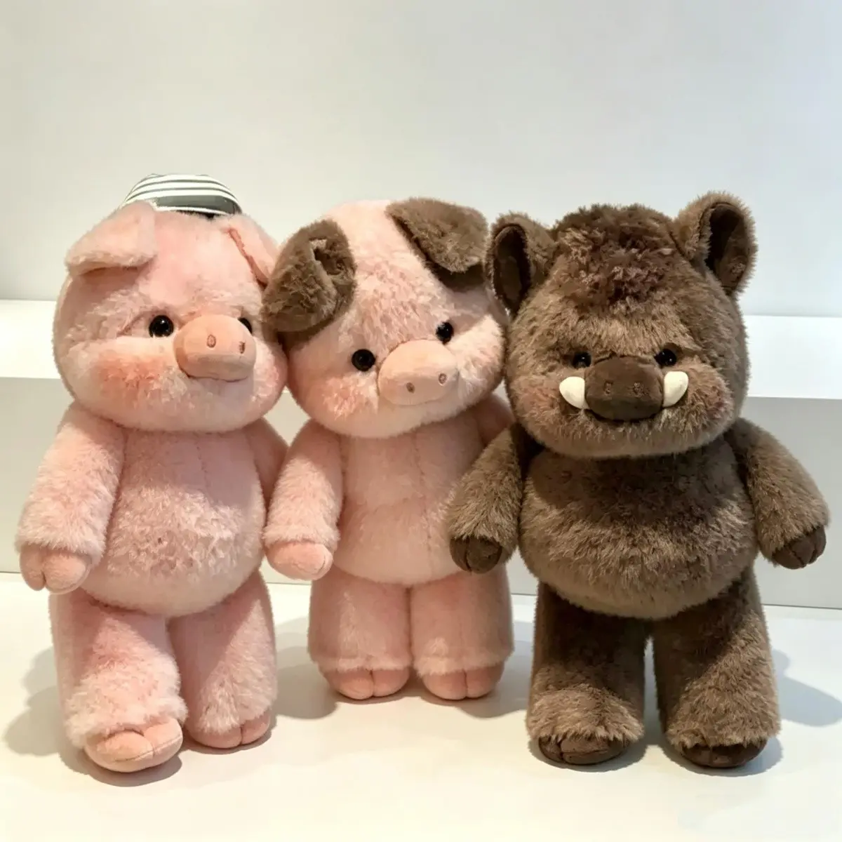 Running Series Cute Fluffy Pink Pig Wild Boar Plush Toy Soft Stuffed Running Piggy Animal Doll Comfort Sleep Pillow Decor Gift for Kids Lovers
