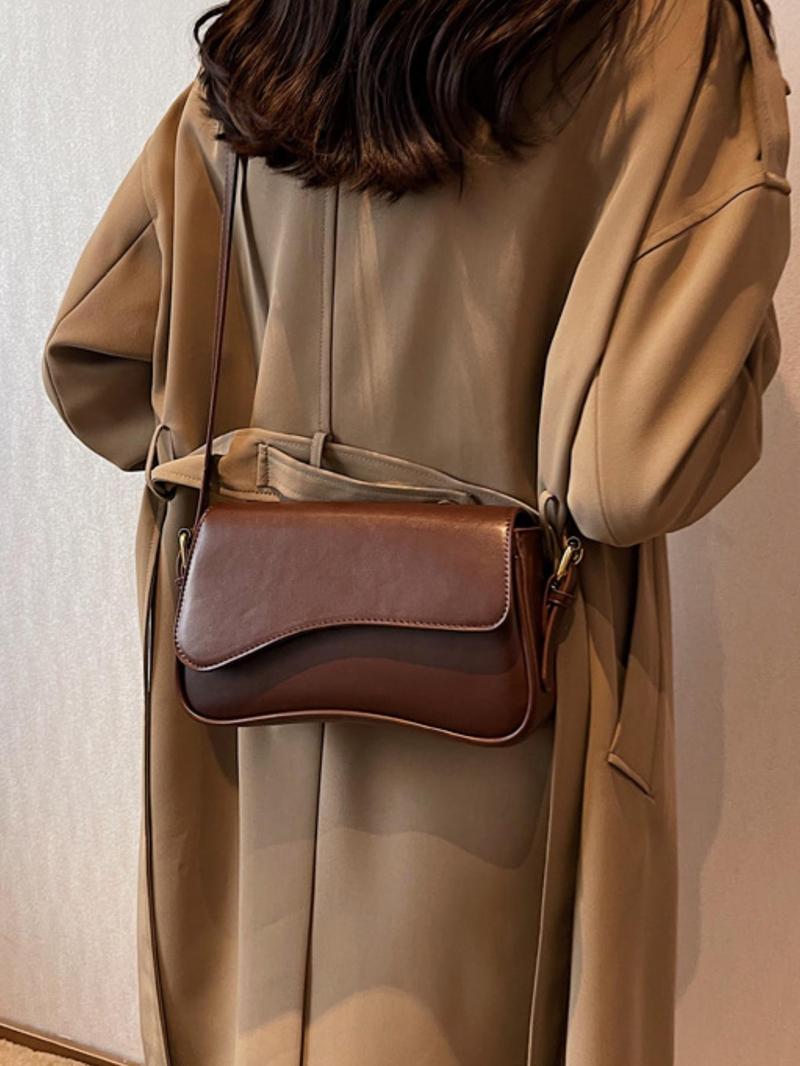 Women's Elegant Solid Color Flap Crossbody Shoulder Bag with Adjustable Strap, All-Season Fashion Commuter Single-Shoulder Purse